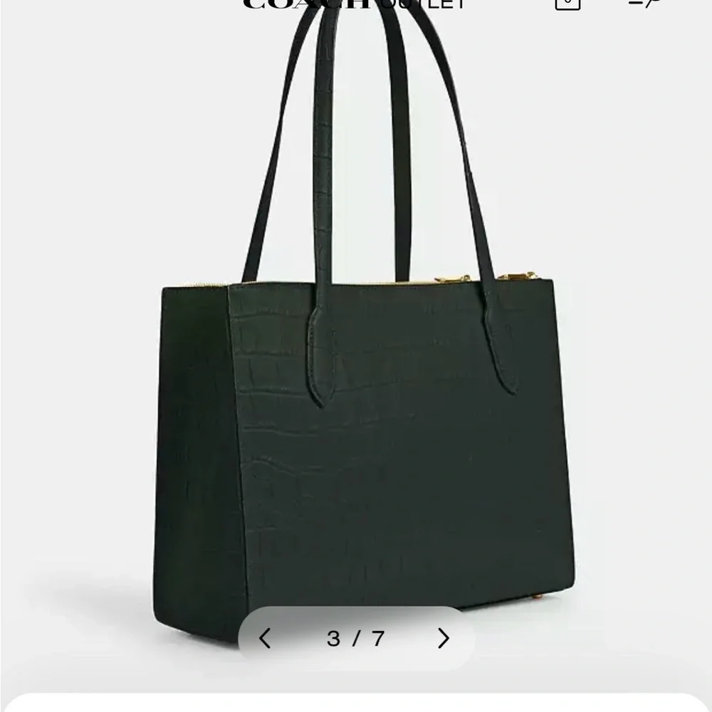 Coach Outlet Nina Zippered Tote in Gold Amazon Green Croc Embossed - Picture 10 of 14